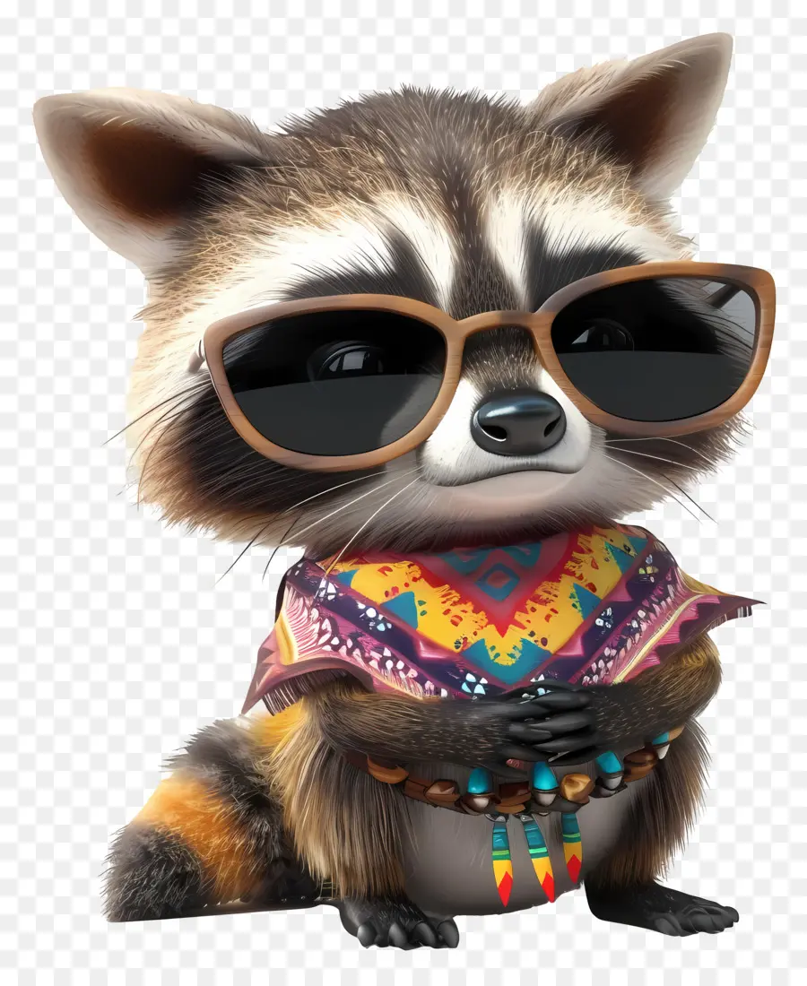 Lucu Raccoon，Rakun Dengan Kacamata Hitam PNG