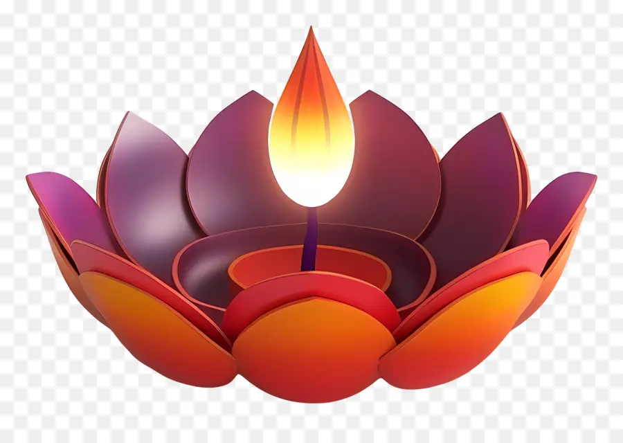 Diwali Diya，Lilin Di Tempat Teratai PNG