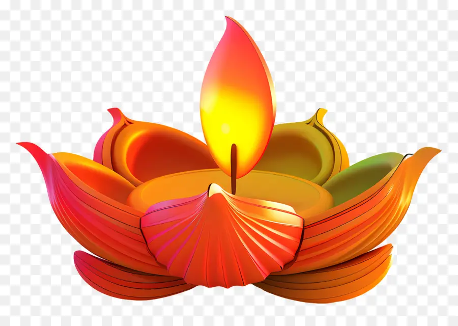 Diwali Diya，Lilin Di Tempat Teratai PNG