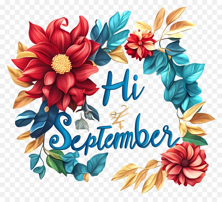 Hai September，Karangan Bunga September PNG