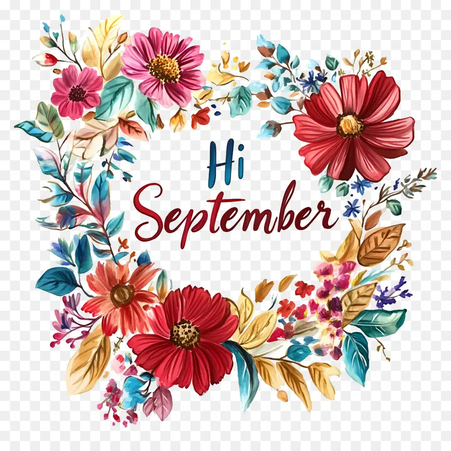 Hai September，Karangan Bunga September PNG