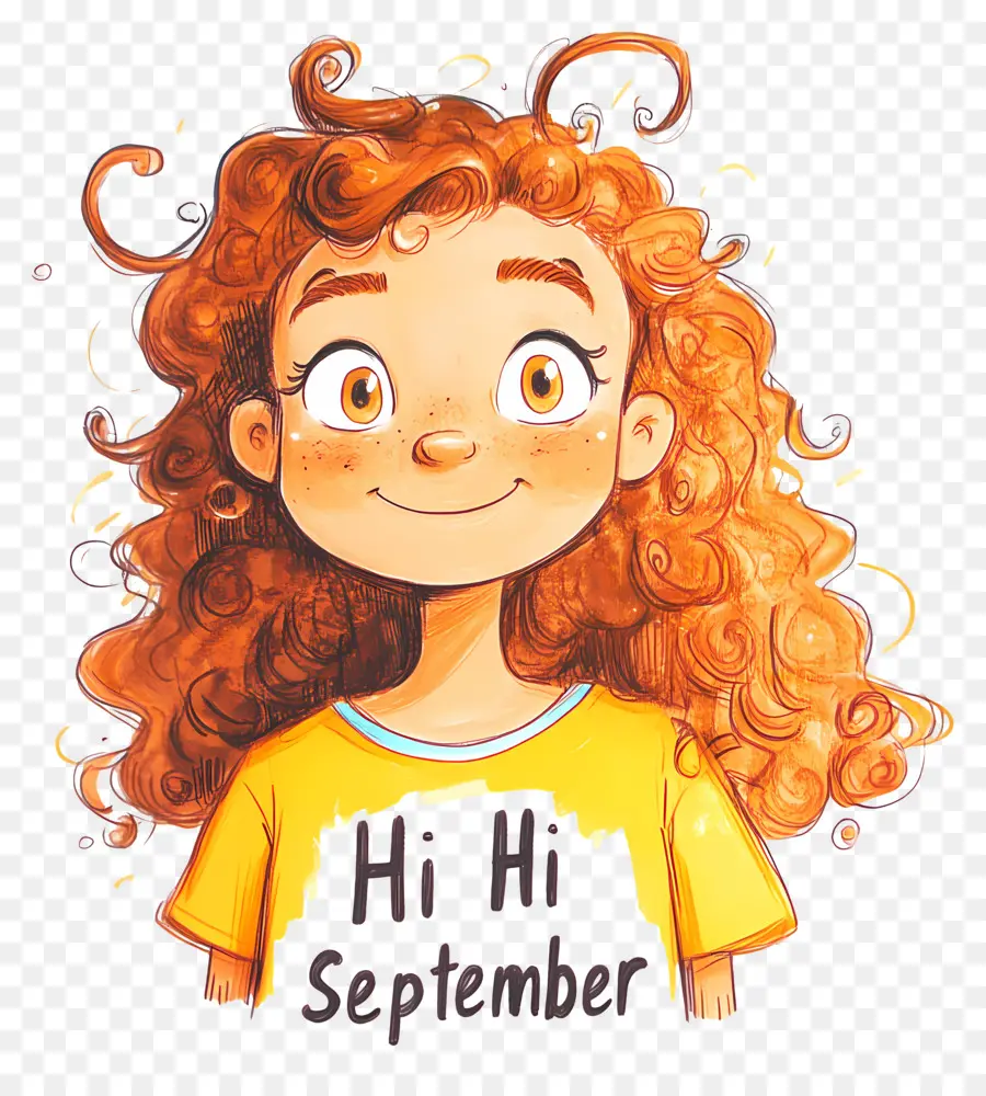 Hai September，Gadis Berambut Keriting PNG