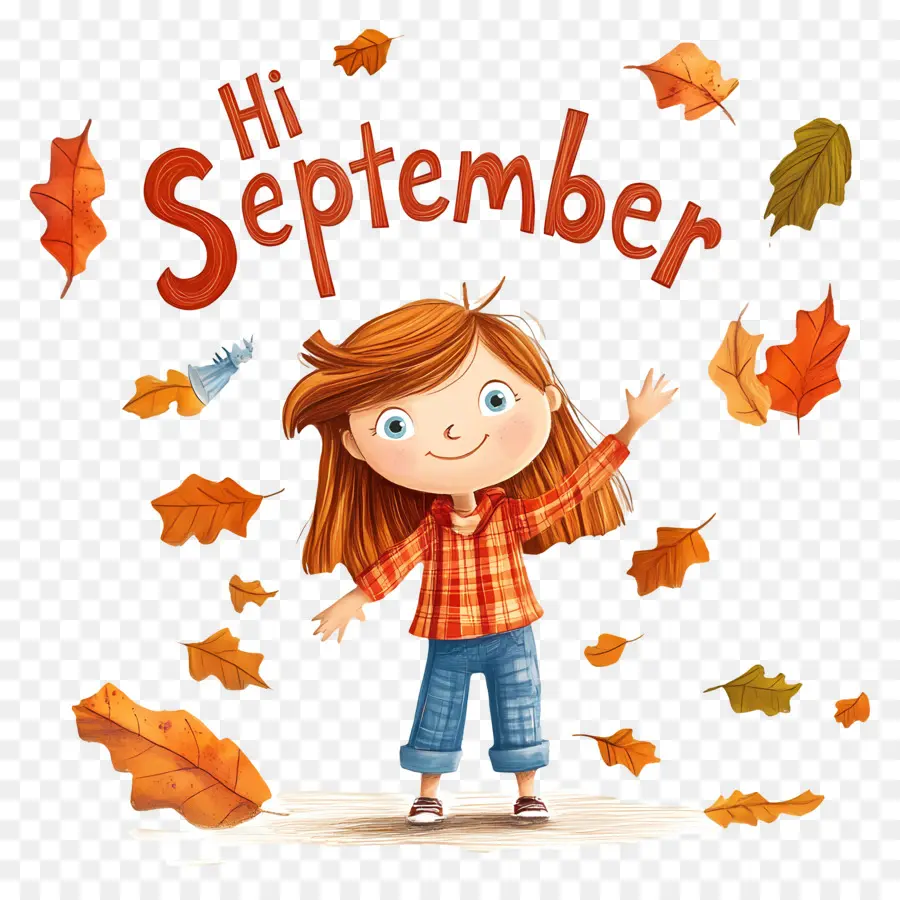 Hai September，Gadis Dengan Dedaunan Musim Gugur PNG