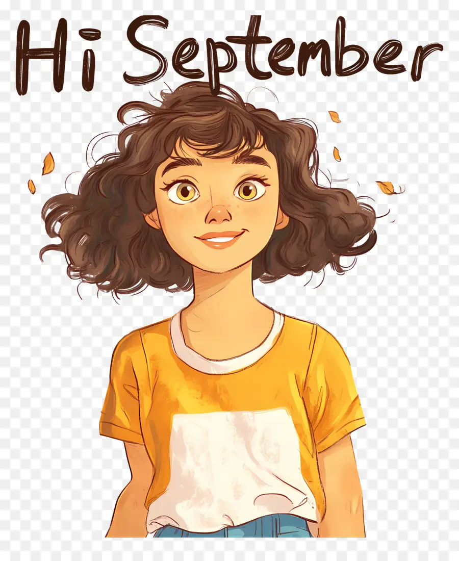 Hai September，Gadis Dengan Rambut Keriting PNG