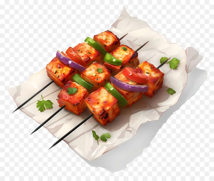 Paneer Tikka，Tusuk Sate PNG