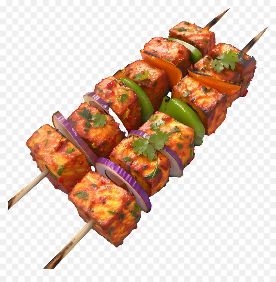 Paneer Tikka，Tusuk Sate Panggang PNG