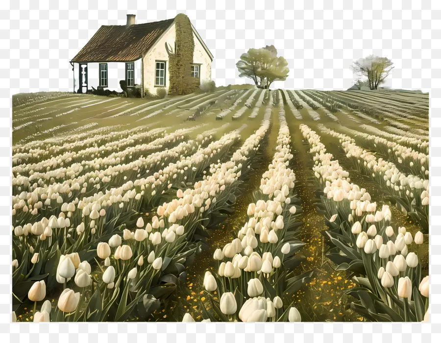 Rumah Pertanian，Rumah Dan Ladang Tulip PNG