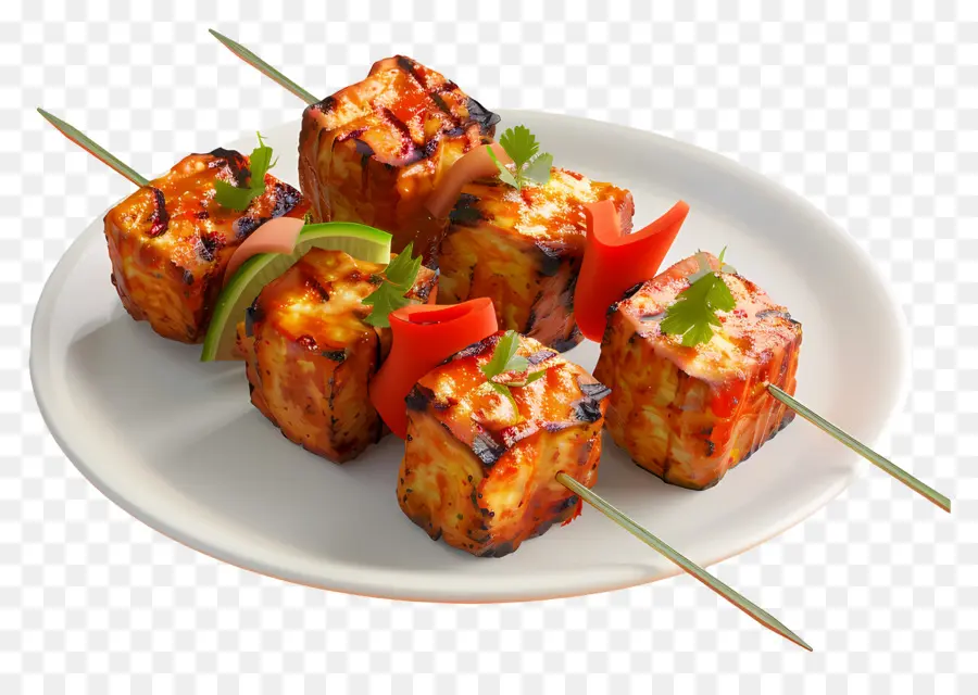 Paneer Tikka，Tusuk Sate Panggang PNG