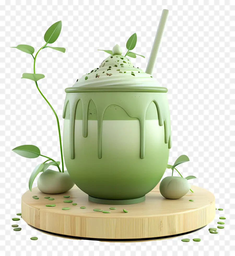 Minuman Matcha，Smoothie Hijau PNG