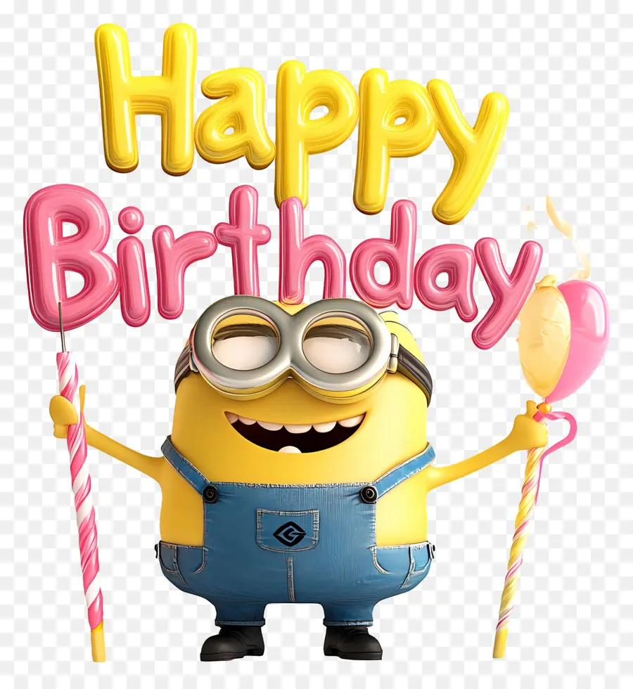 Selamat Ulang Tahun，Minion Dengan Tanda Selamat Ulang Tahun PNG