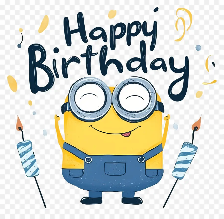 Selamat Ulang Tahun，Minion Dengan Lilin PNG