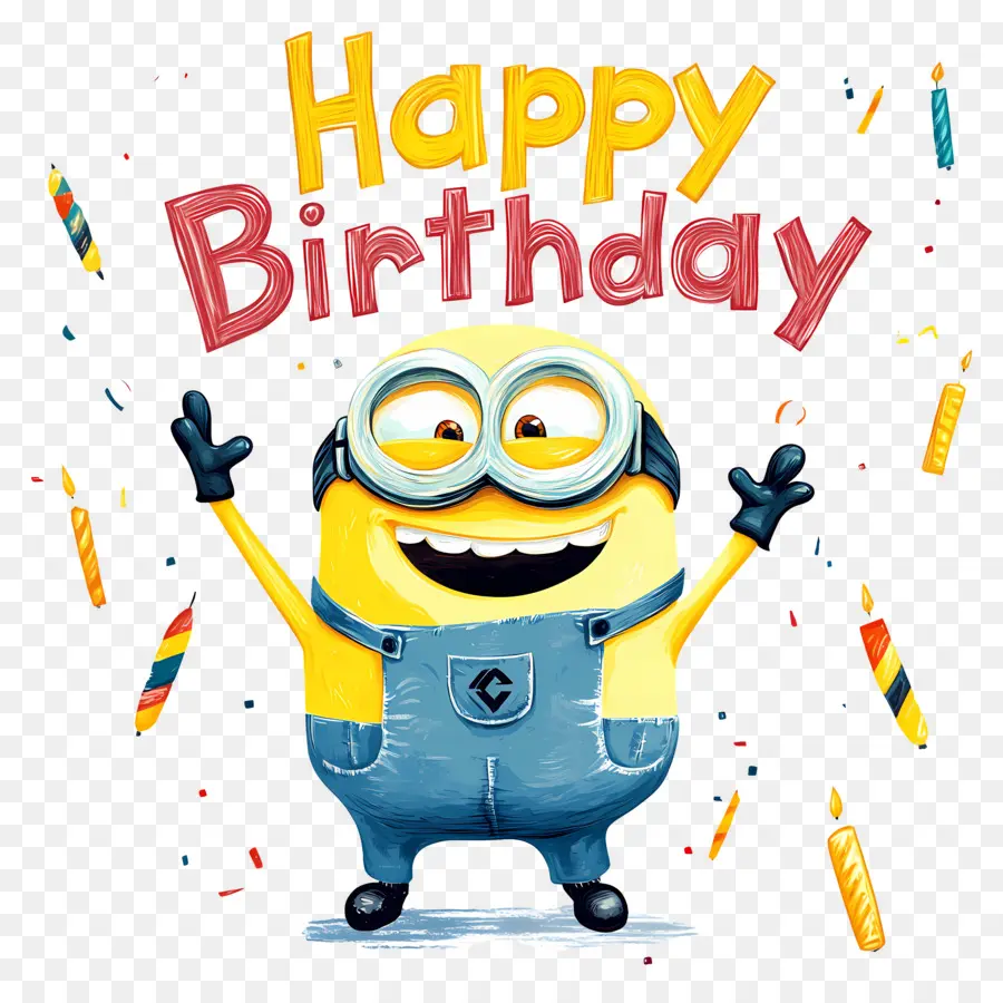 Selamat Ulang Tahun，Minion Dengan Lilin PNG