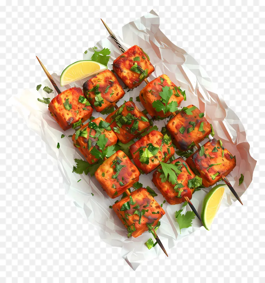 Paneer Tikka，Tusuk Sate PNG