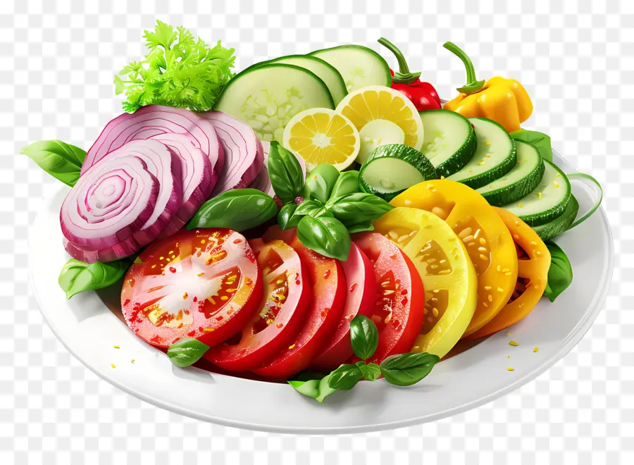 Salad Sayuran，Piring PNG