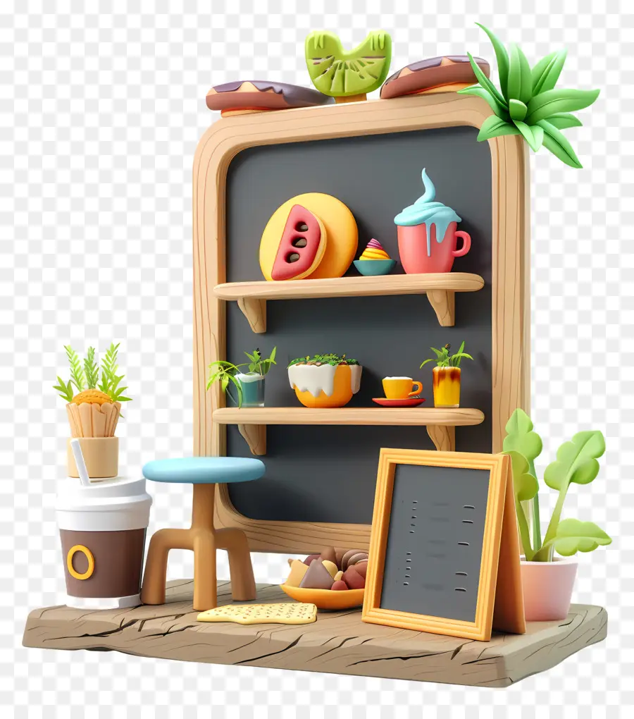 Papan Menu Kafe，Kafe Miniatur PNG