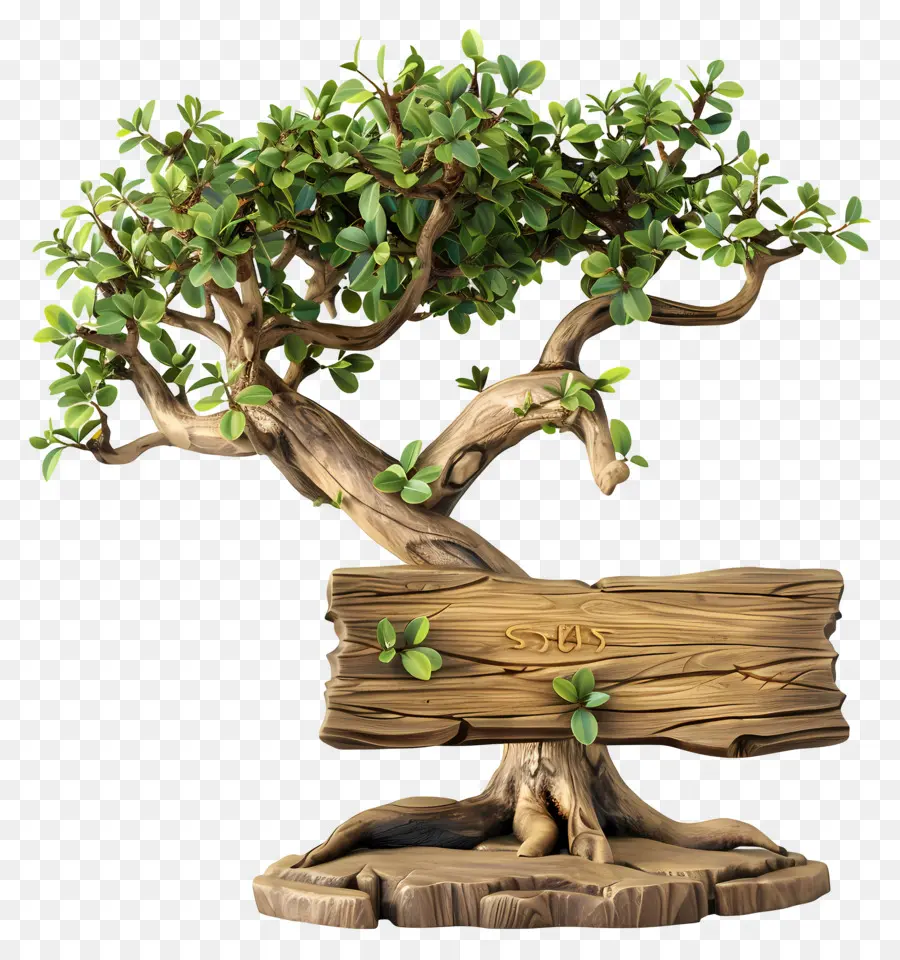 Tanda Kayu，Pohon Bonsai PNG