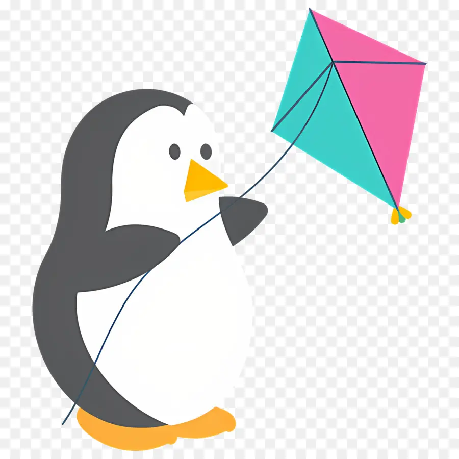 Layang Layang，Penguin Dengan Layang Layang PNG