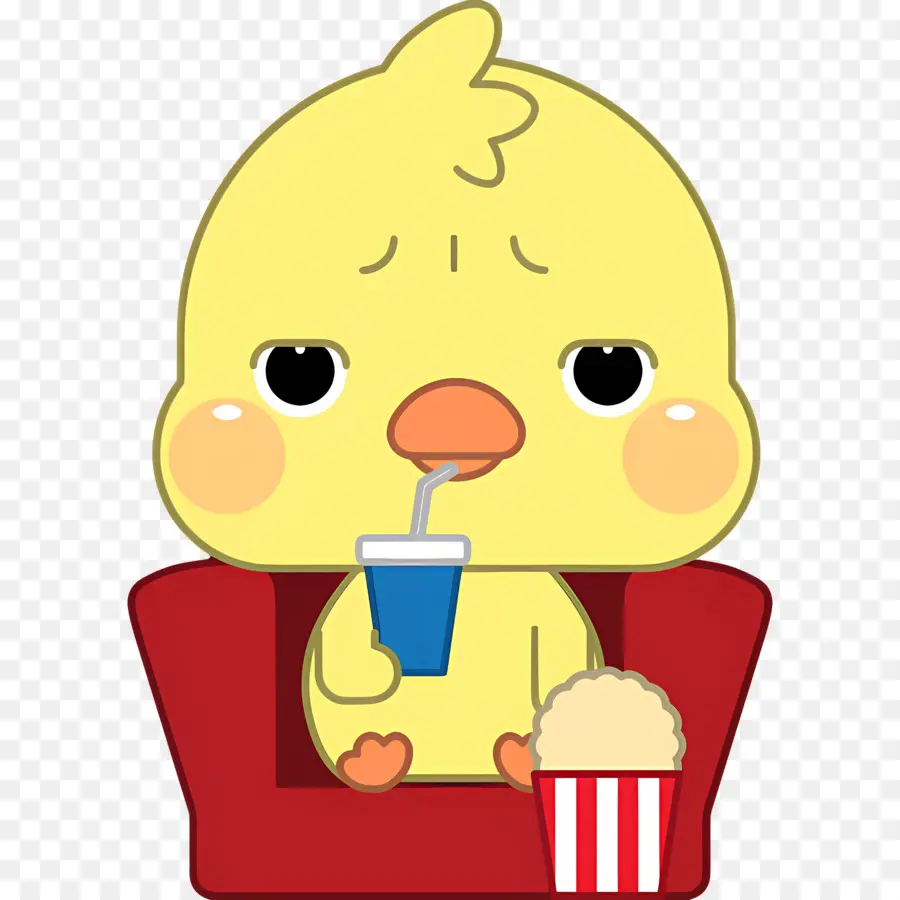 Bebek Kartun，Bebek Dengan Popcorn PNG