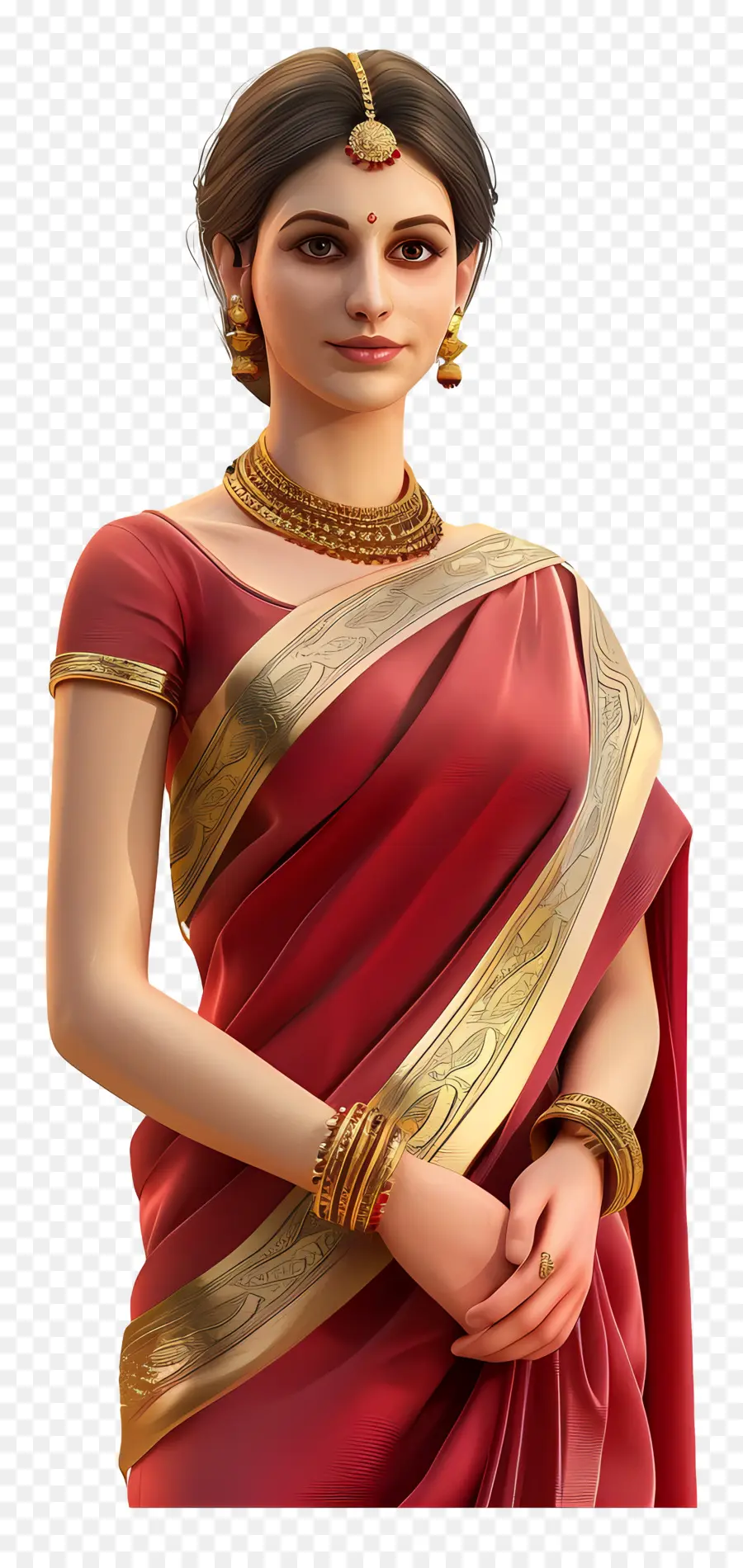 Wanita Dalam Saree，Wanita Dengan Pakaian Tradisional PNG