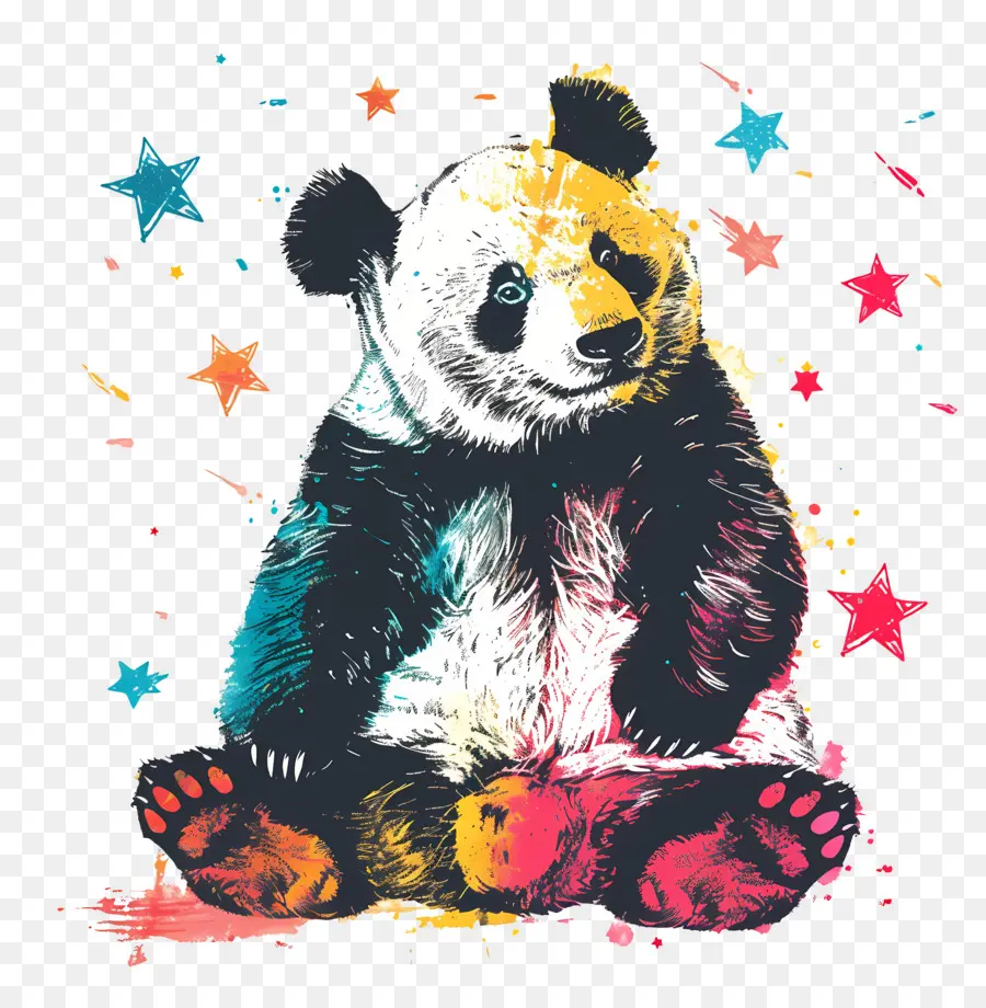 Panda，Panda Berwarna Warni PNG