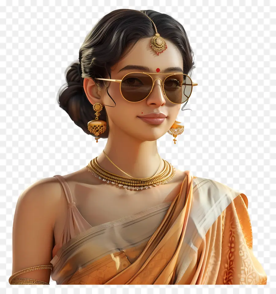 Wanita Dalam Saree，Wanita Dengan Pakaian Tradisional PNG