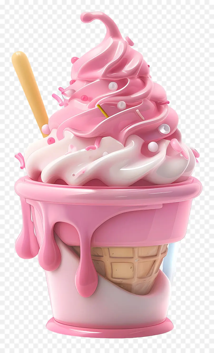 Es Krim Sundae，Es Krim Stroberi PNG