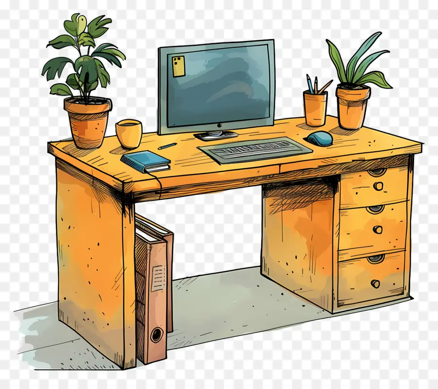 Meja Kantor，Laptop PNG