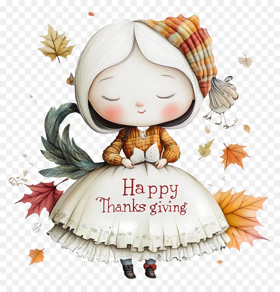 Selamat Hari Thanksgiving，Gadis Yang Bersyukur PNG