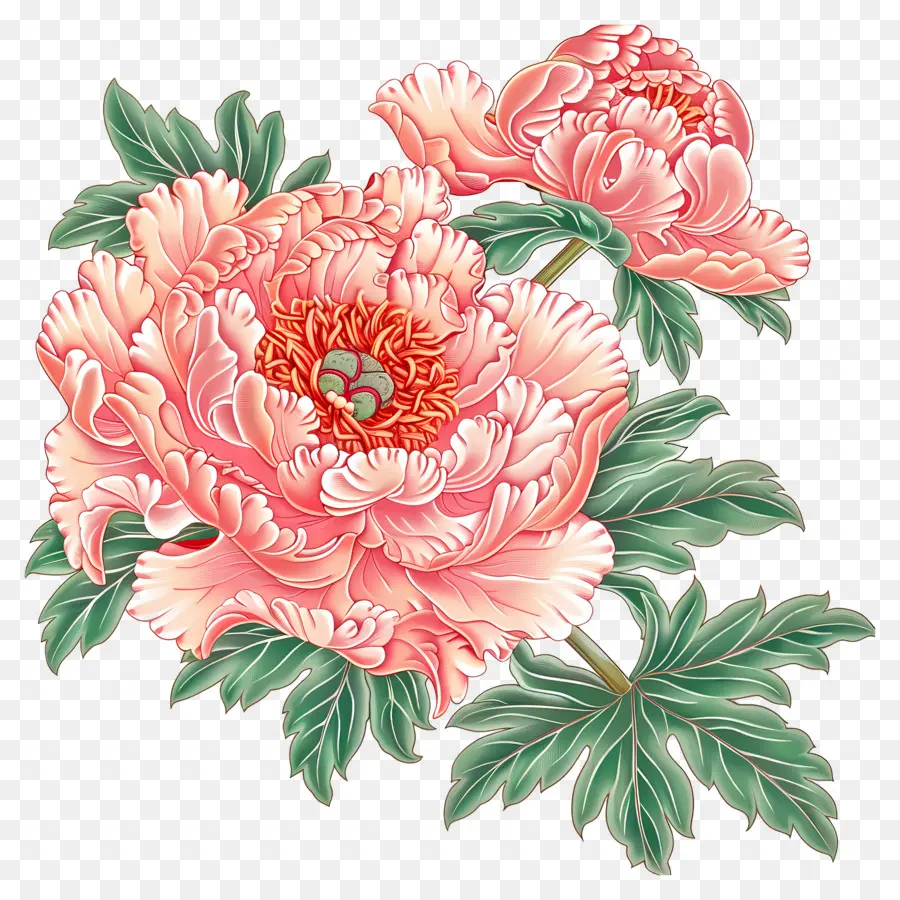 Peoni Merah Muda，Bunga Peony PNG