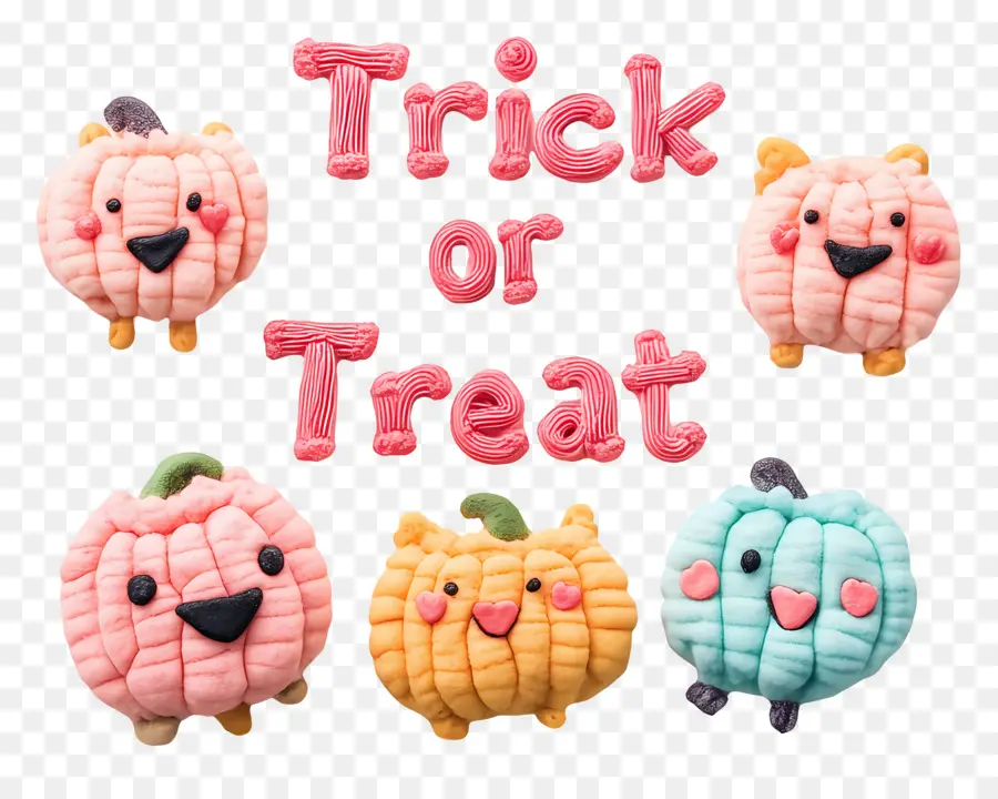 Trik Atau Perlakukan，Trick Or Treat Teks Dengan Labu Lucu PNG