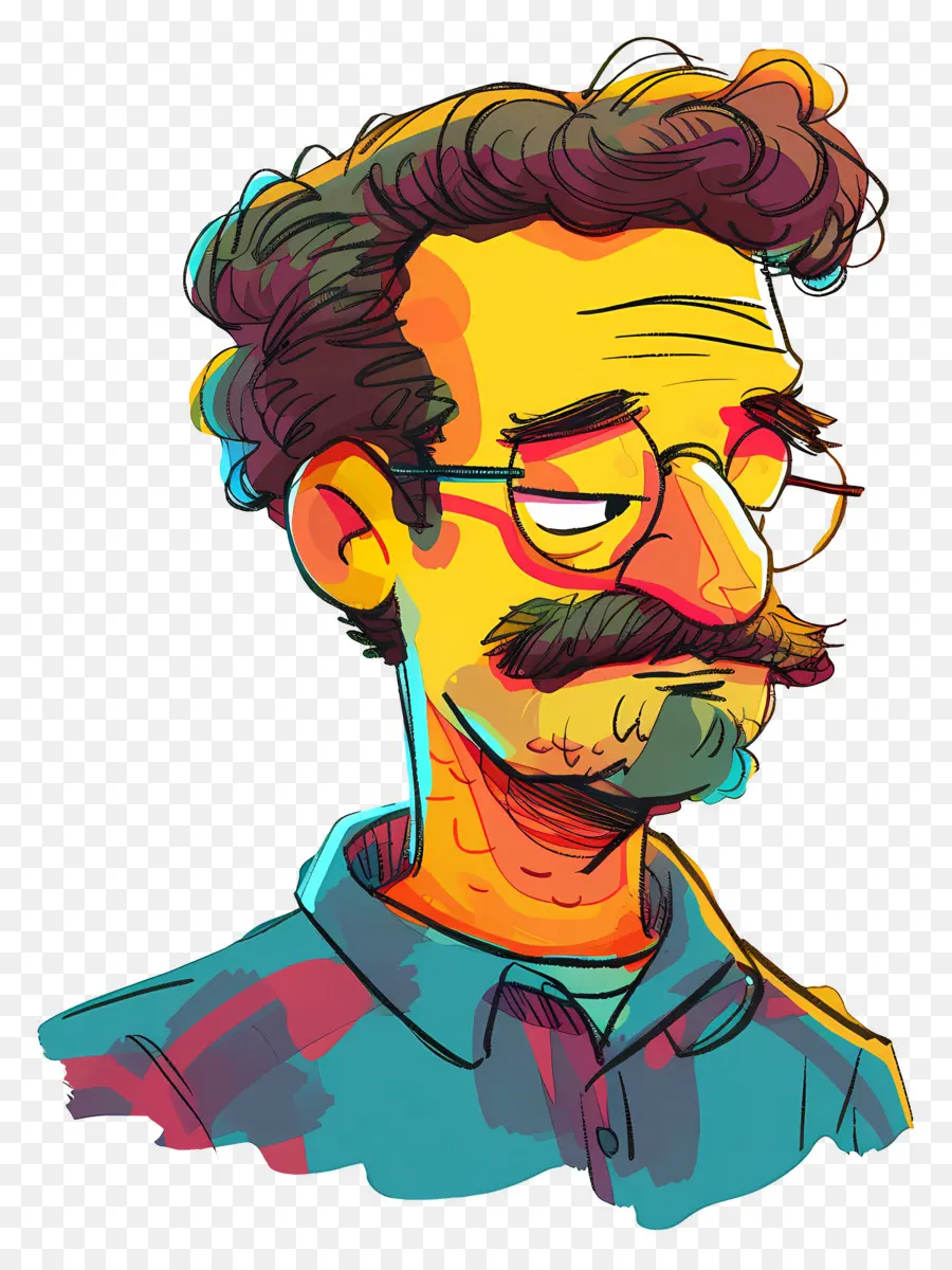 Ned Flanders，Potret Pria Berwarna Warni PNG