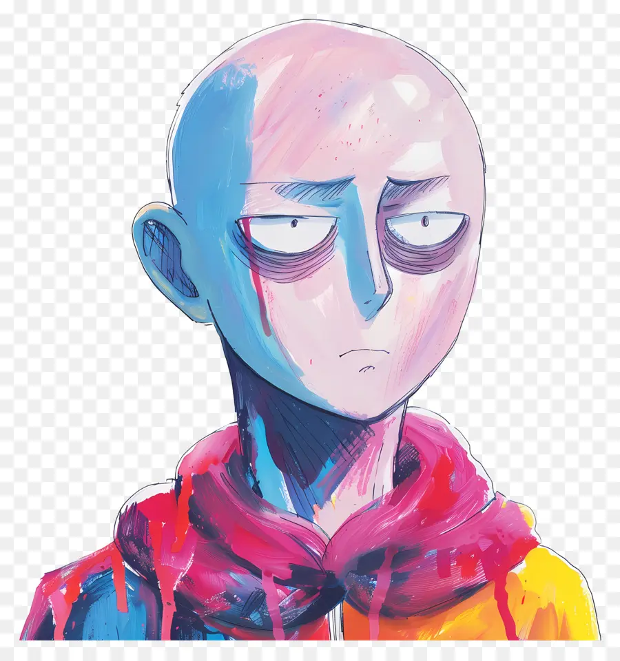 Saitama，Karakter Botak Dengan Hoodie Warna Warni PNG