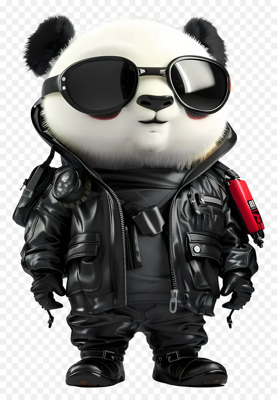 Panda，Panda Keren Dengan Jaket Kulit PNG