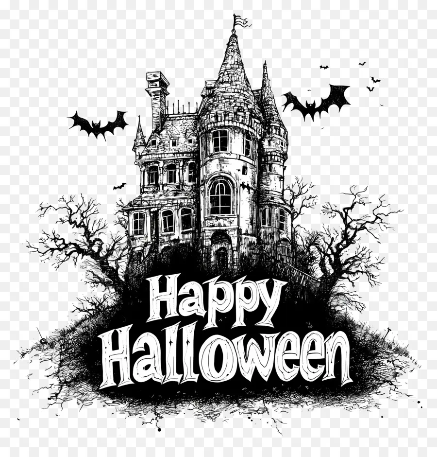 Selamat Halloween，Rumah Berhantu PNG