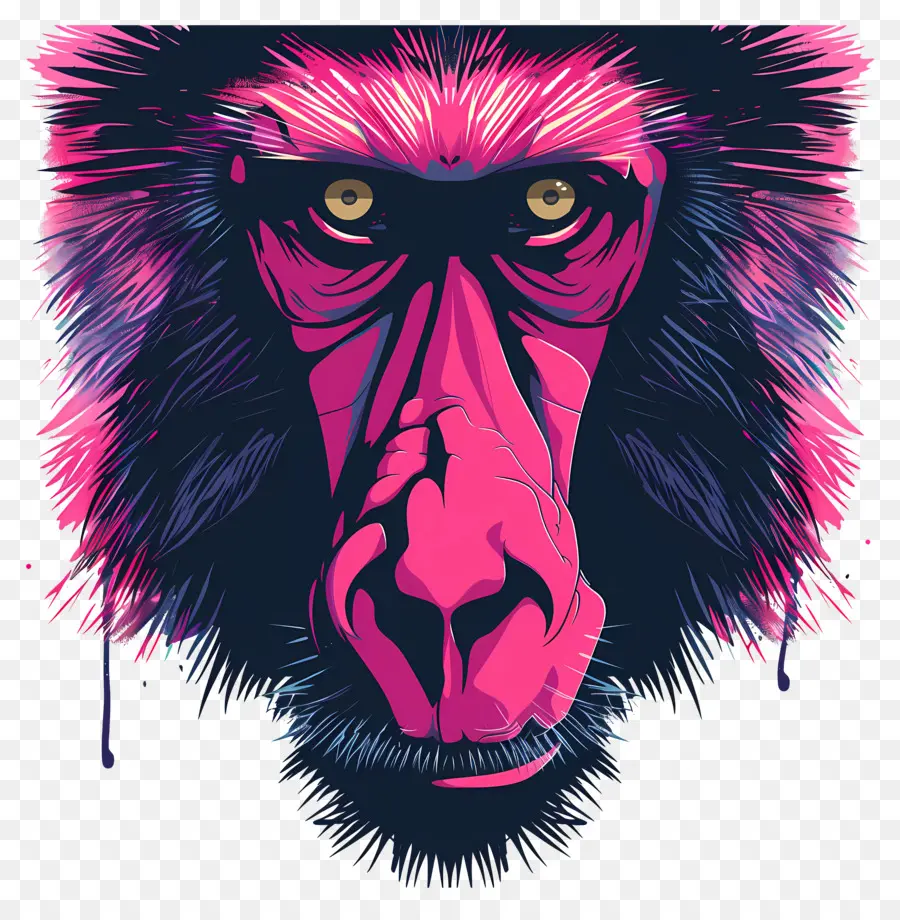 Wajah Babon，Ilustrasi Mandrill PNG