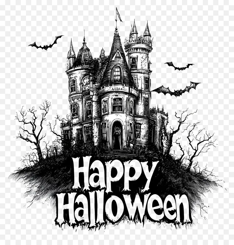 Selamat Halloween，Rumah Berhantu PNG