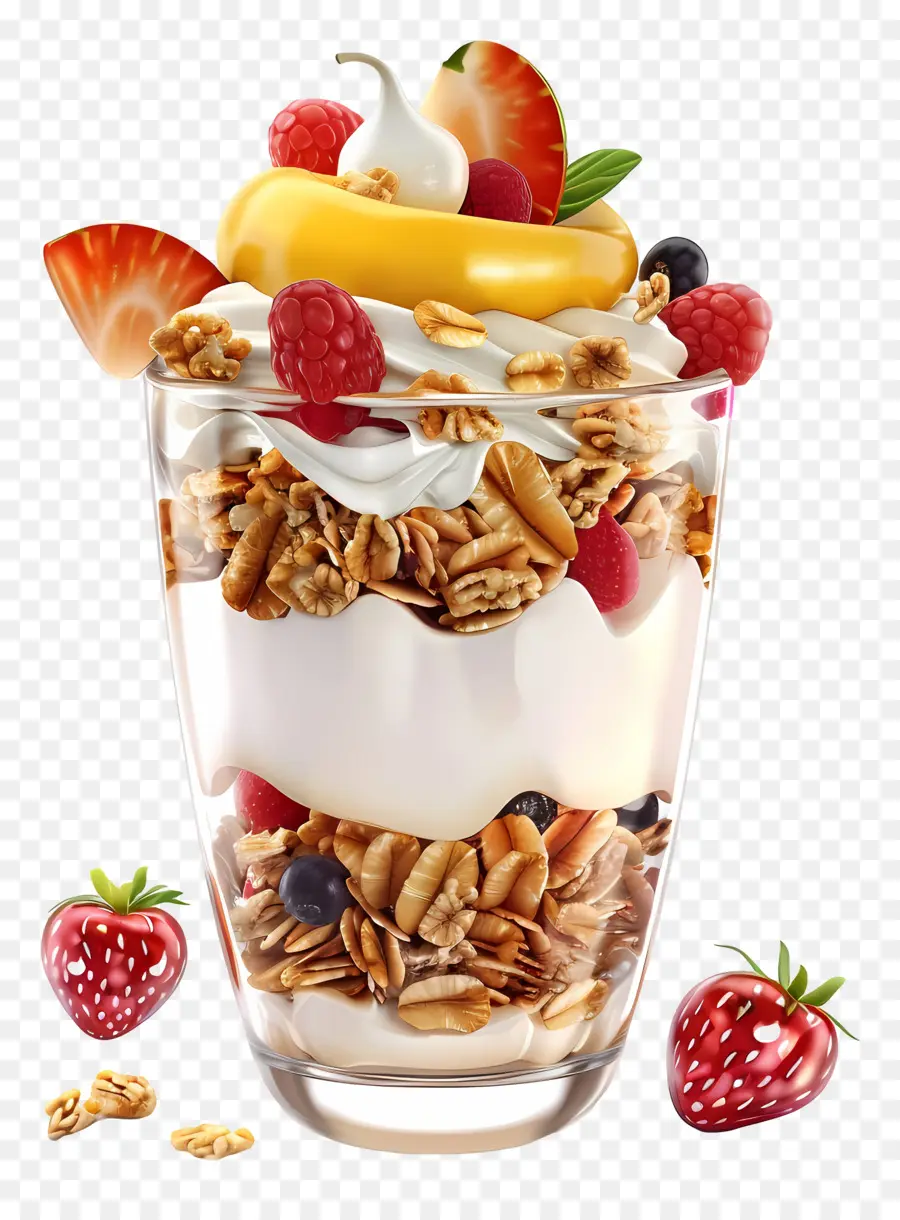 Parfait Yogurt，Buah Buahan PNG