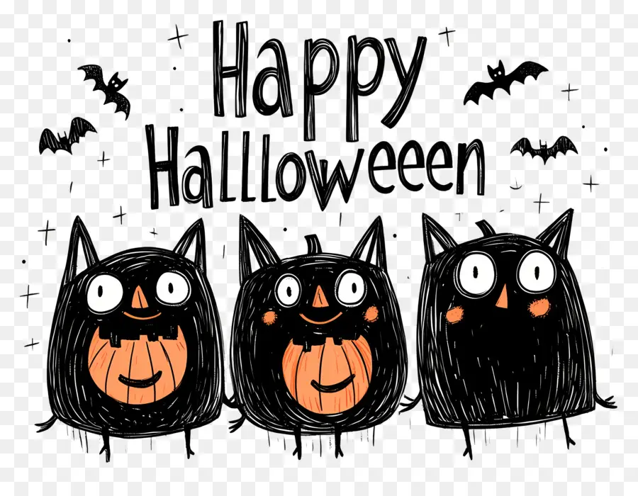 Selamat Halloween，Kucing Halloween PNG