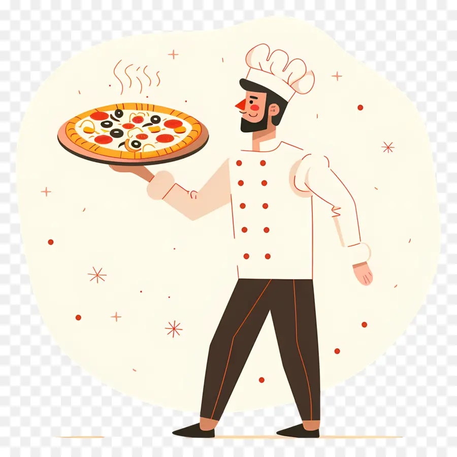 Koki Membawa Pizza，Koki Pizza PNG