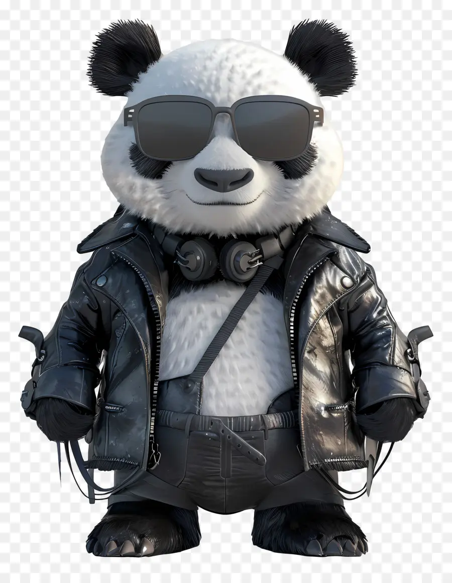 Panda，Panda Keren Dengan Jaket Kulit PNG