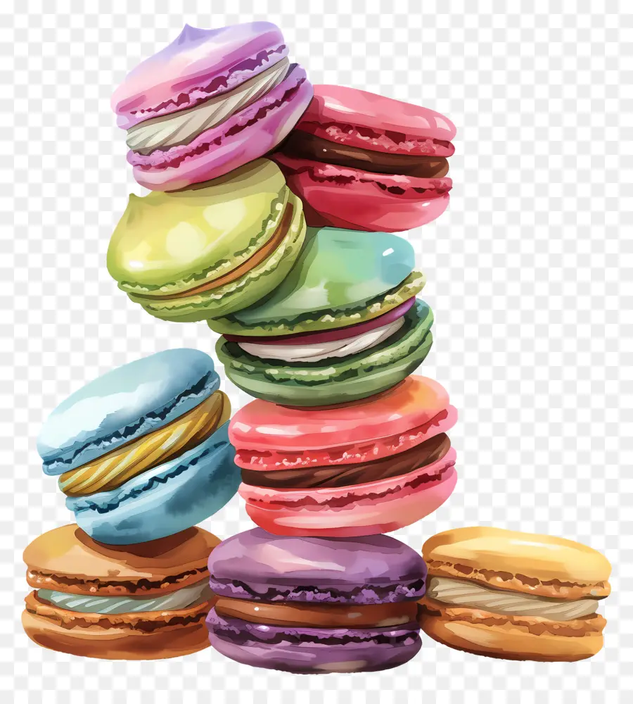 Tumpukan Macaron，Macaron Berwarna Warni PNG