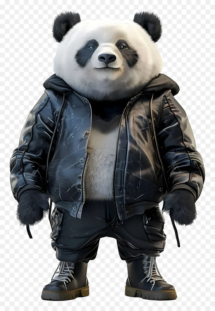 Panda，Panda Keren Dengan Jaket Kulit PNG