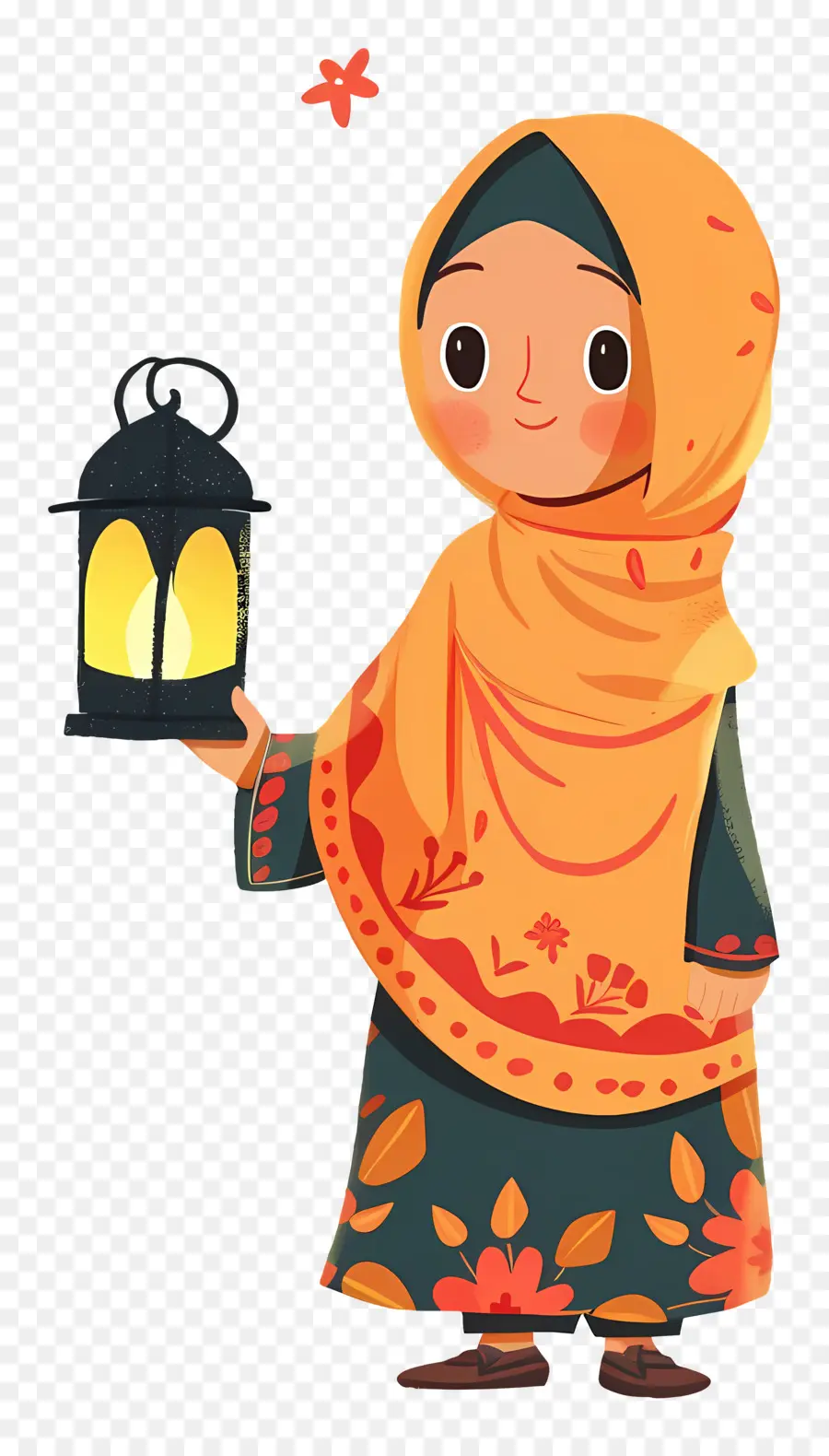 Gadis Hijab Memegang Lentera，Gadis Dengan Lentera PNG