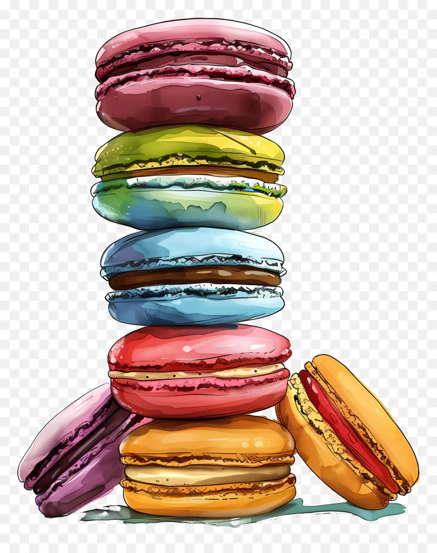 Tumpukan Macaron，Makaron Berwarna Warni PNG