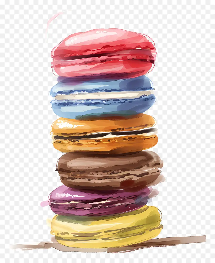 Tumpukan Macaron，Makaron Berwarna Warni PNG