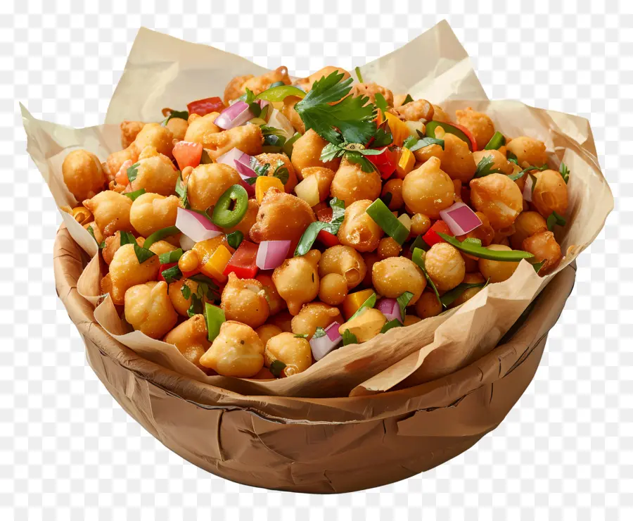 Mangkuk Chana Chaat，Salad Buncis PNG