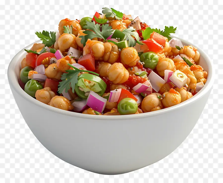 Mangkuk Chana Chaat，Salad Buncis PNG