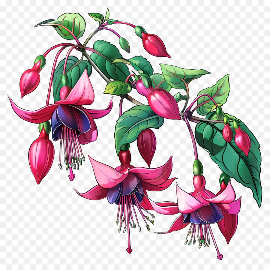 Bunga Fuchsia，Bunga Merah Muda PNG