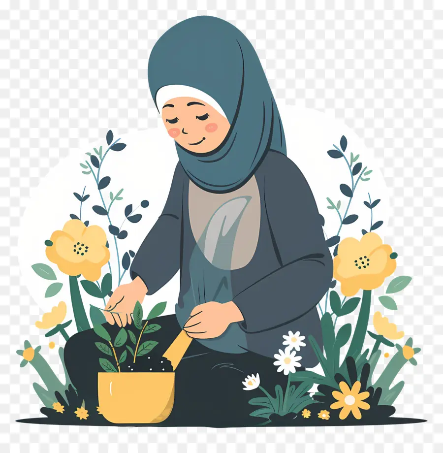 Gadis Hijab Sedang Berkebun，Tukang Kebun PNG