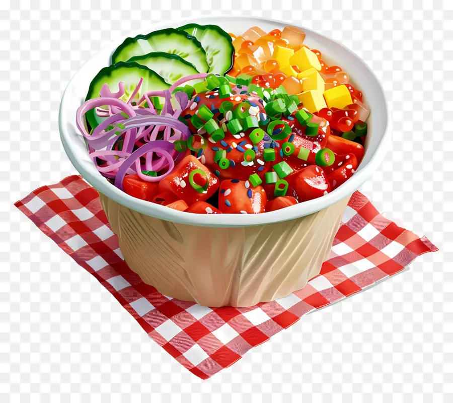 Mangkuk Poke，Semangkuk Salad PNG